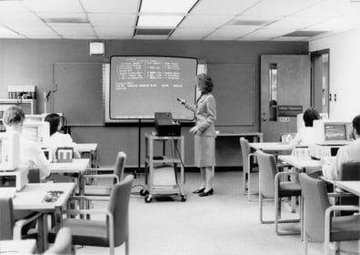 How many pieces of outdated classroom technology can you spot?