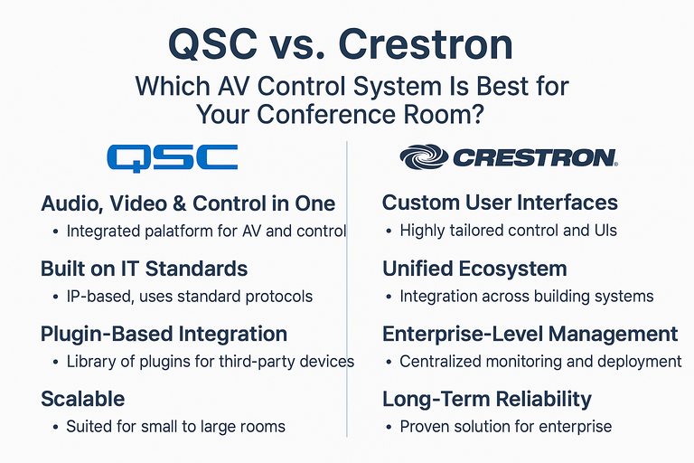 QSC vs. Crestron: Which AV Control System Is Best for Your Conference Room?